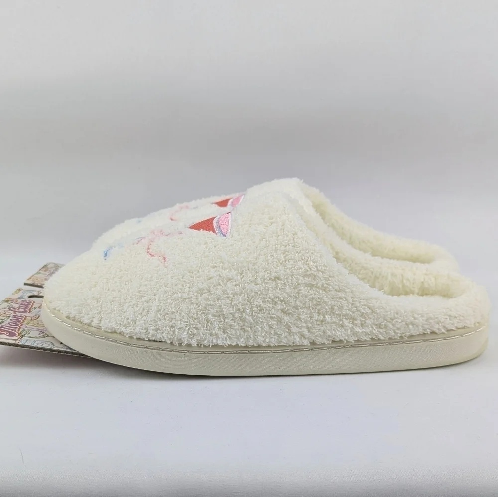 Slipper Strawberry Cosmopolitan Embroider Fleece Memory Foam Slip On L(9/10) NWT - Picture 5 of 14